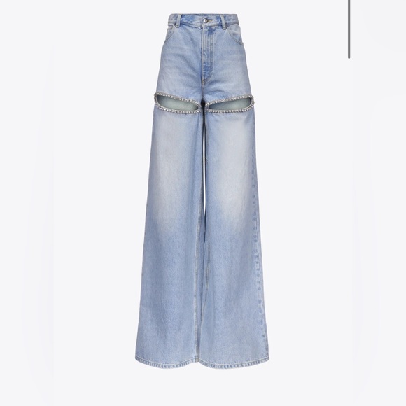 AREA Denim - AREA Denim Wide Leg Jeans with Sparkling Details